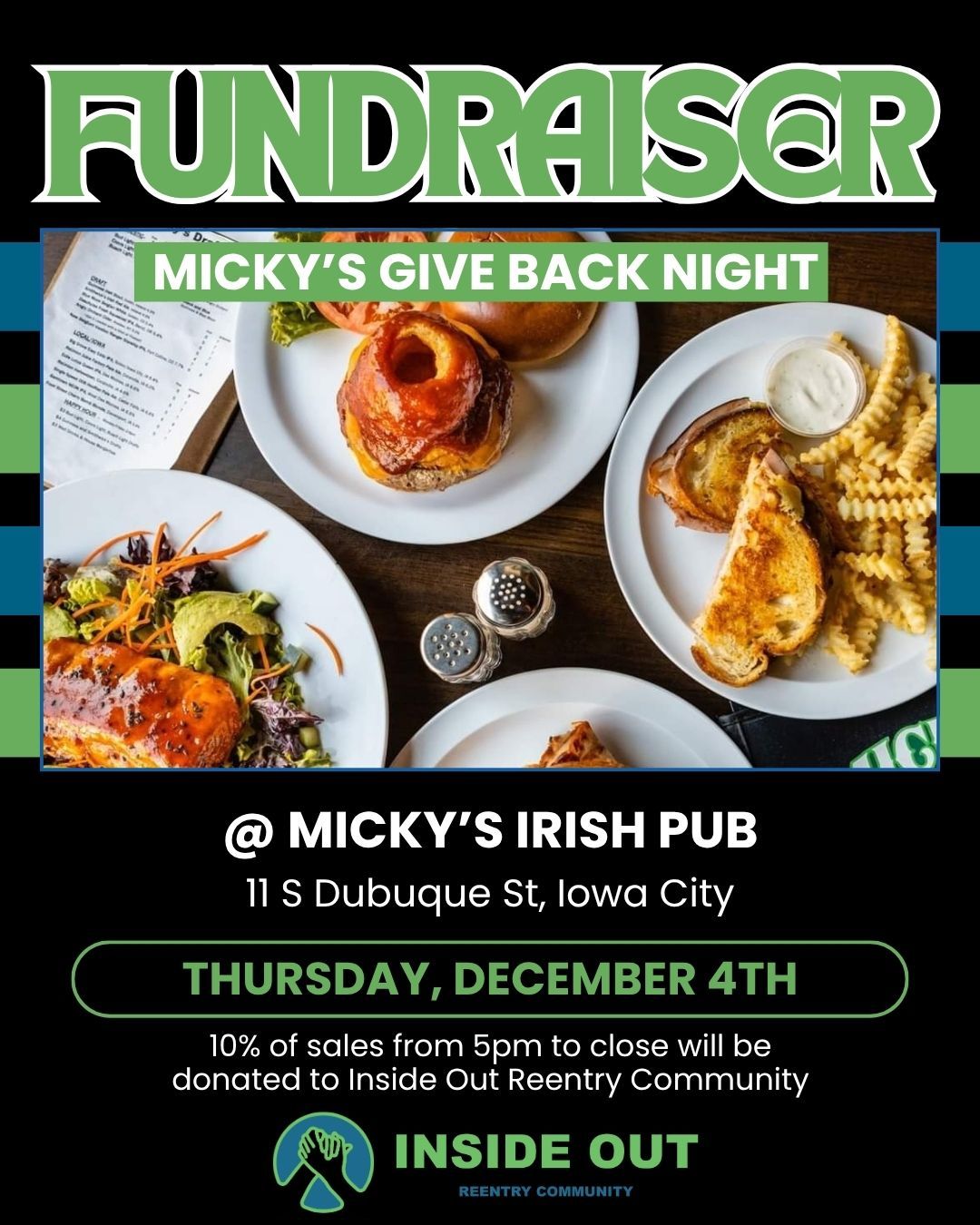 Today's the day! Join us at @mickysic for their Give Back Night. 10% of sales from 5pm to close will be donated to Inside Out. Enjoy great food and support a great cause!
#reentrymatters #dineout #giveback