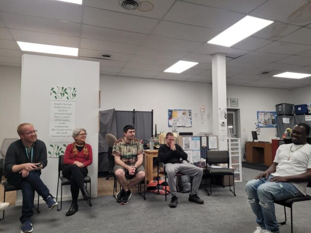 Gratitude to Evan and Katie from the @coralvillearts for leading our Creative Collective group last month. The group had a lot of fun with improv!