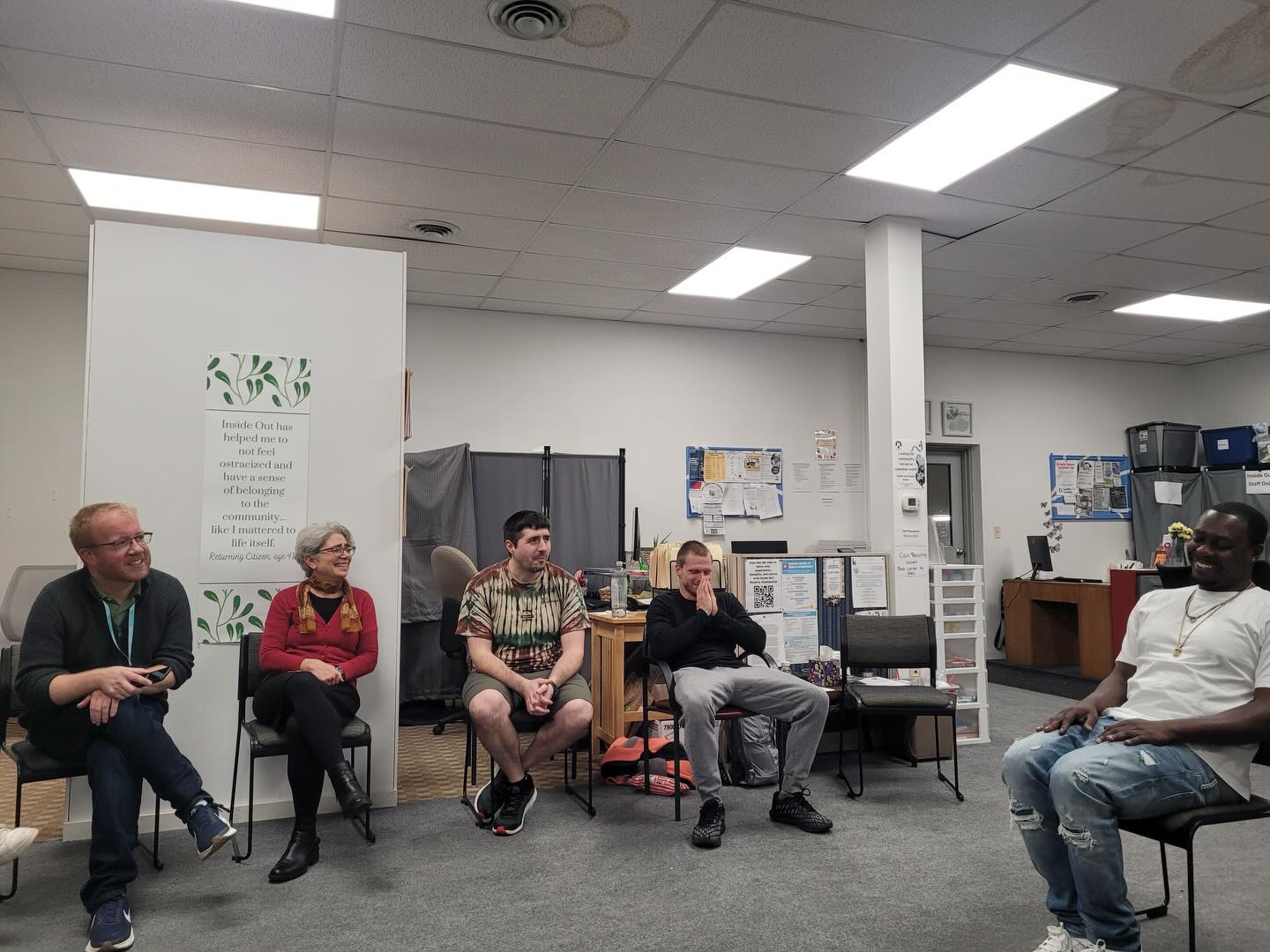 Gratitude to Evan and Katie from the @coralvillearts for leading our Creative Collective group last month. The group had a lot of fun with improv!