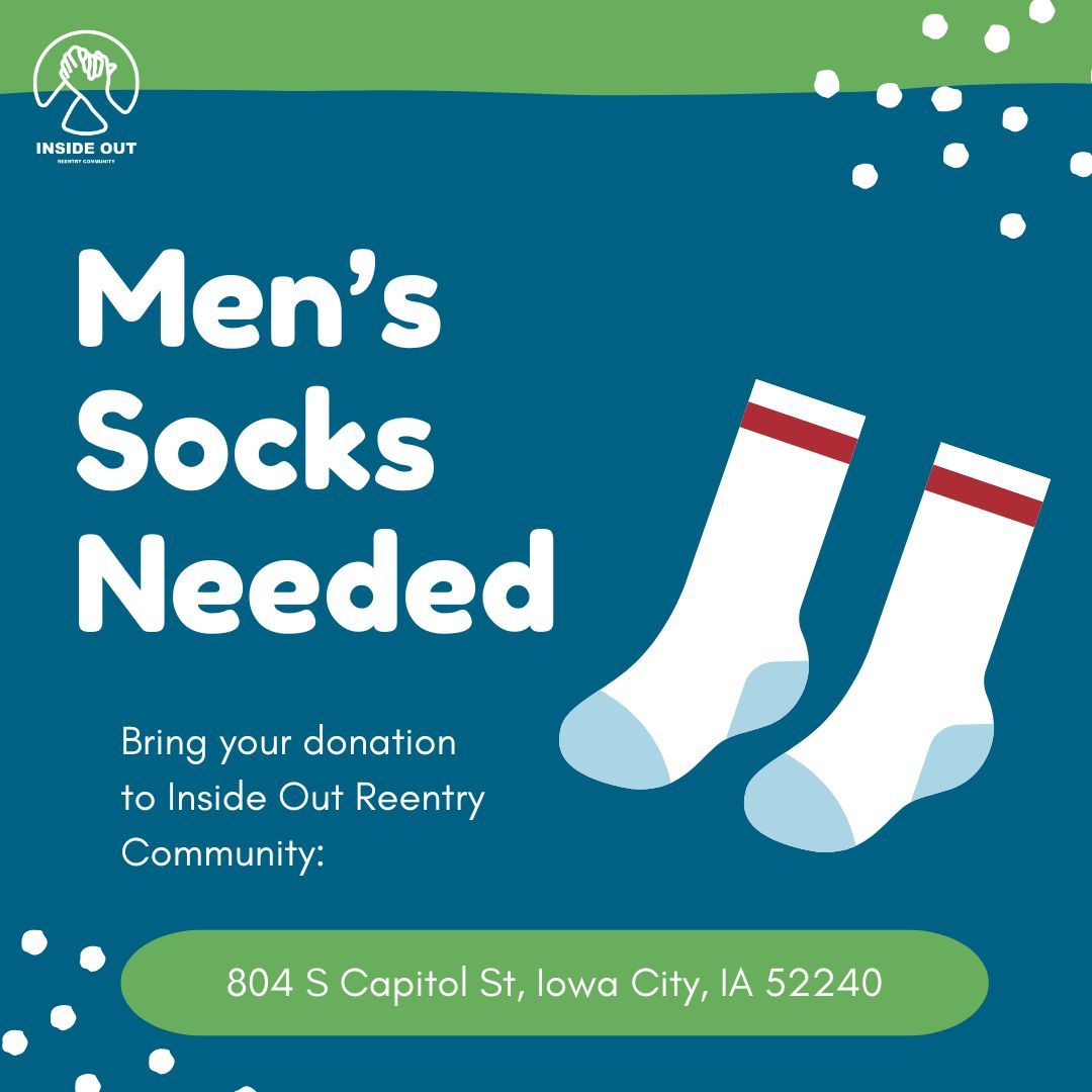 Do you want to support community reentry this holiday season? We are seeking donated men's socks through the month of December! Please bring your donations to our resource center during office hours. #reentry #reentrymatters #donation