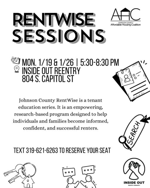 Calling all members - there is still time to sign up for our upcoming RentWise training! Come learn valuable information to help you in your housing search, maintenance, and more! Call to sign up!