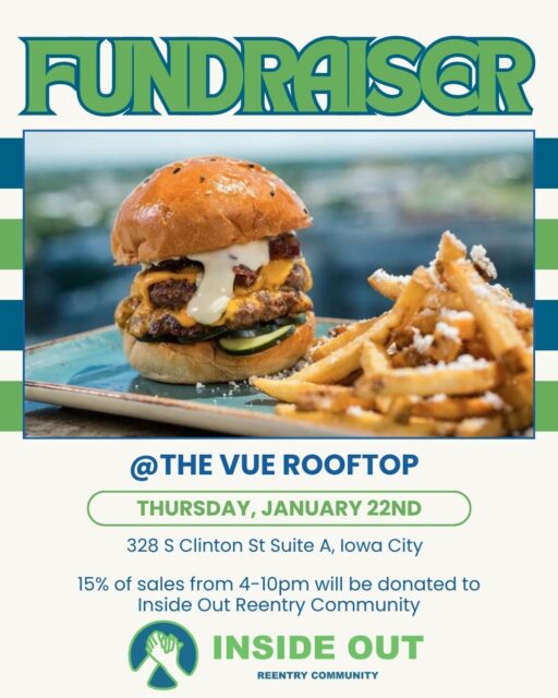 Next Thursday on January 22nd Inside Out has our restaurant partnership with @vuerooftop Join us for great views and great food. 15% of sales from 4-10pm will be donated to Inside Out!
#reentrymatters #dineoutforcharity