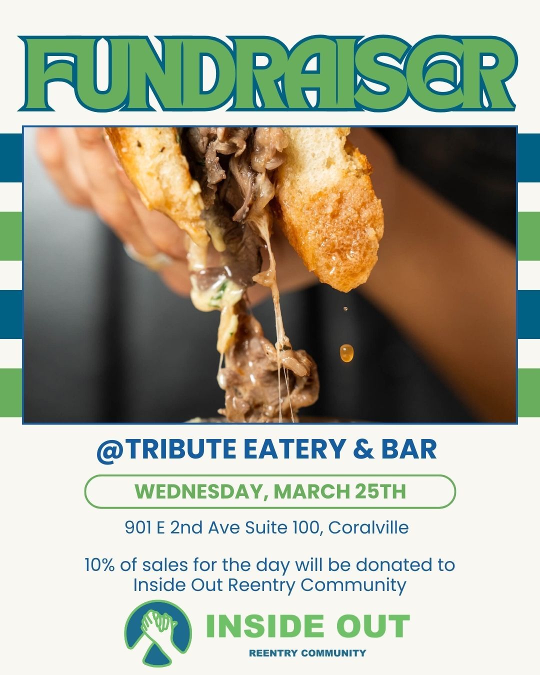Join us next week for a Community Night at Tribute Eatery & Bar! Enjoy amazing food and support our mission to help those who are returning to the community after incarceration. 10% of sales for the day will be donated to Inside Out! #reentry #reentrymatters