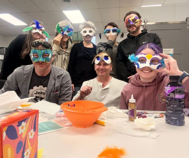 Thanks Emily for leading us in mask-making at our last Creative Collective group. What a great way to de-stress and connect with creativity. Join us tonight for the next Creative Collective, where we are writing from 5:30-7 pm.