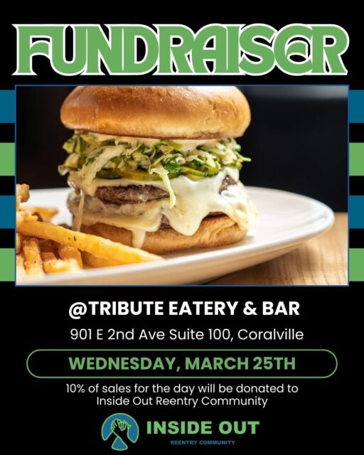 Today! Come to @tributerestaurants for our fundraising Community Night! Enjoy amazing food and support our mission to help those who are returning to the community after incarceration. 10% of sales for the day will be donated to Inside Out! #reentry #reentrymatters