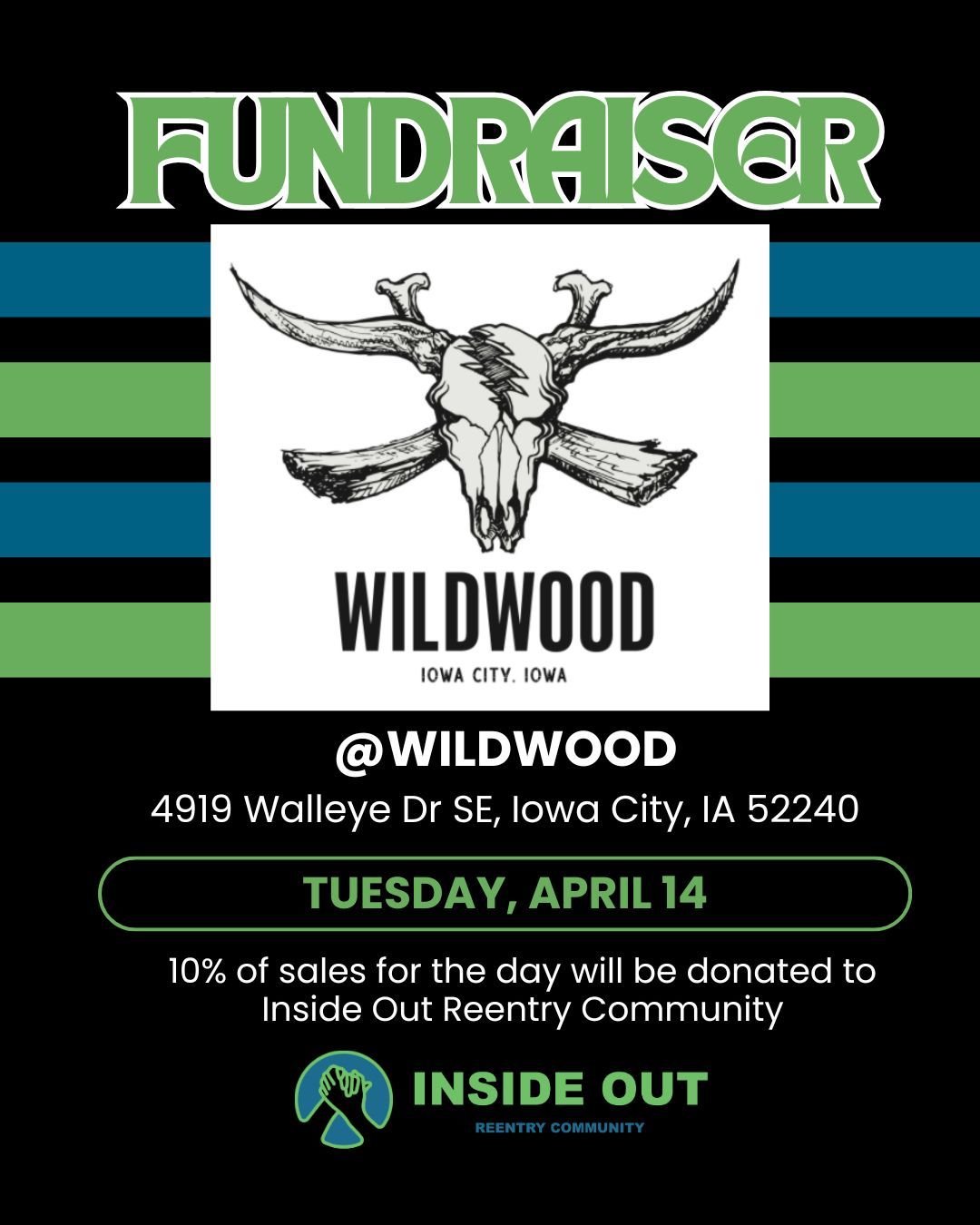 Today at @wildwoodiowacity ! Join us for some great BBQ and support our mission to help those returning to the community after incarceration. Wildwood will donate 10% of sales for the day to Inside Out! #reentry #reentrymatters
