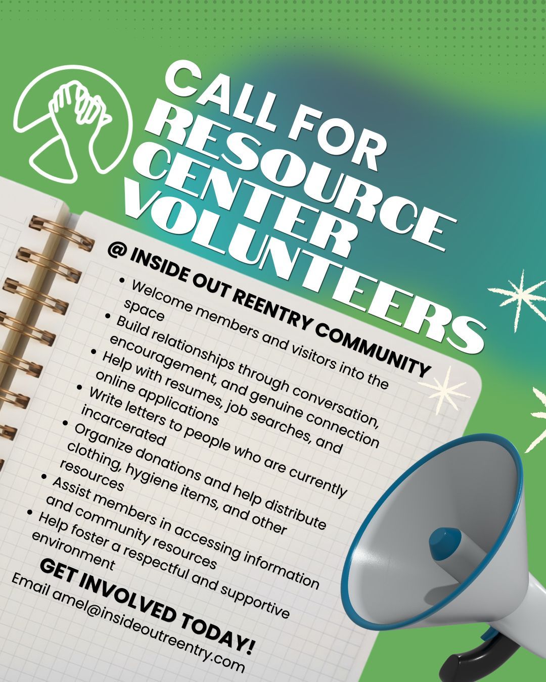 Want to make a difference in your community? Inside Out Reentry Community is looking for volunteers to assist us at our Resource Center, and help us provide to support to formerly incarcerated individuals as they reenter the Johnson County Community! Interested? Email amel@insideoutreentry.com.
#reentry #reentrymatters #formerlyincarcerated #iowacity #volunteers