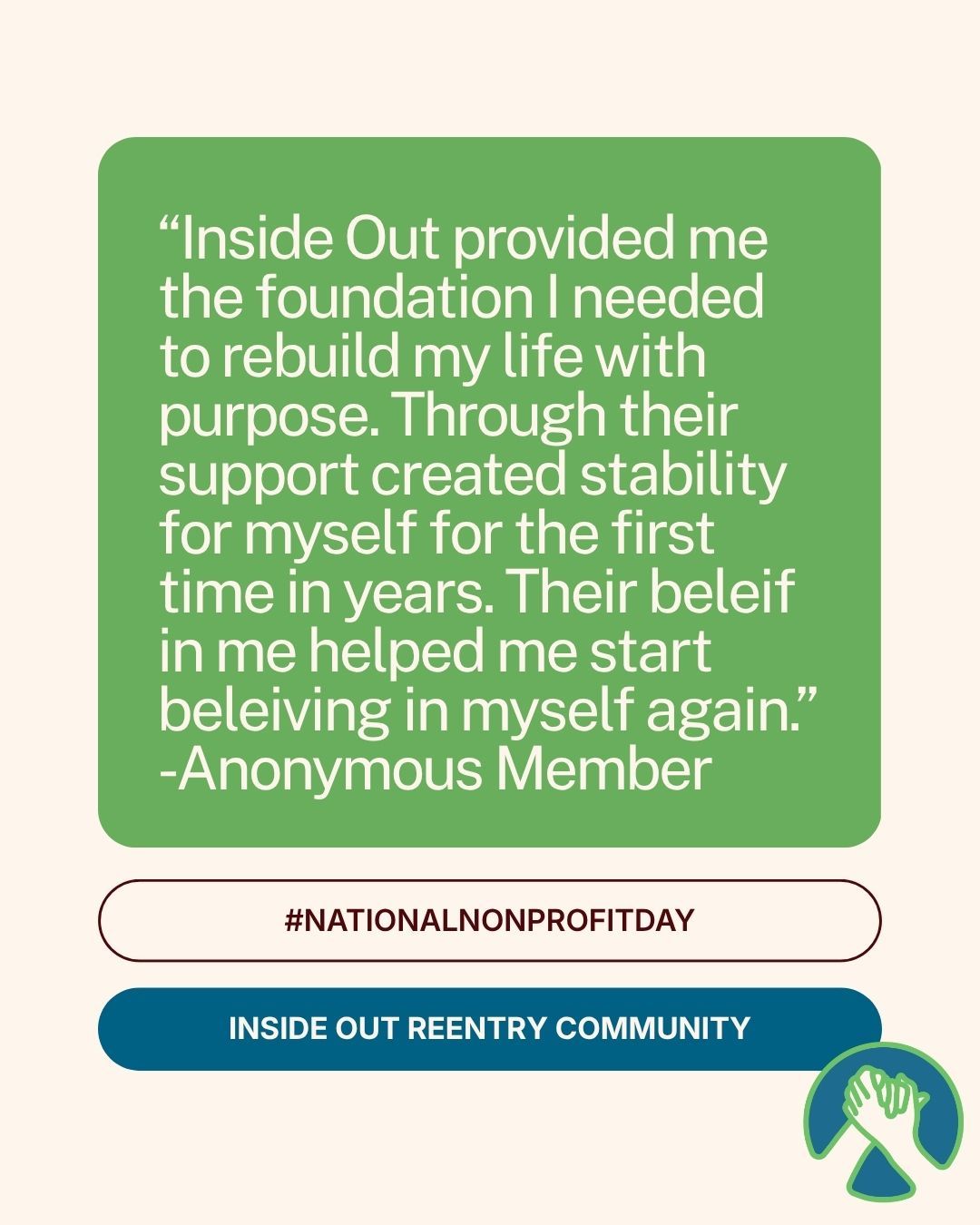 This week, Inside Out Reentry Community is celebrating National Nonprofit Day. From case management to bus passes, the Resource Closet to group meetings, we support our members at all stages of reentry. Our impact is evident, and our services and support are vital for the success of our members. We are thankful for continued support from the community to help our mission alive.
#reentry #reentrymatters #formerlyincarcerated #iowacity #nationalnonprofitday
