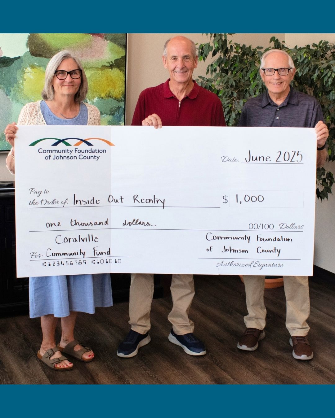 Thank you to the Coralville Community Fund of the Community Foundation of Johnson County for this grant in aid of our work at Hope House and with Coralville residents. We are so grateful for this community support! #reentry #reentrymatters #iowacity
