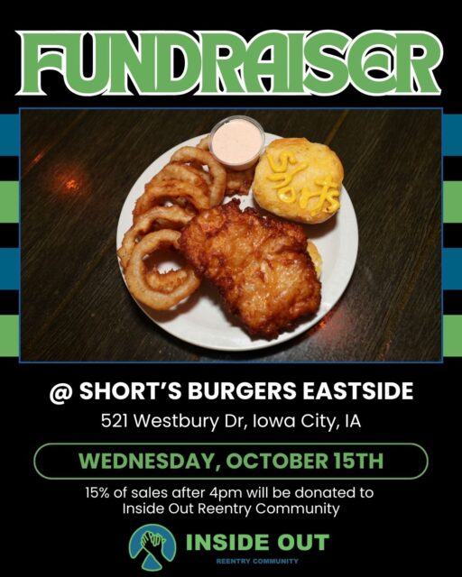 Today! Join us at @shortseast and enjoy fantastic burgers and other great food! 15% of dine in and carryout after 4 pm will go to Inside Out Reentry Community in support of those reentering the community after incarceration! #reentry #reentrymatters