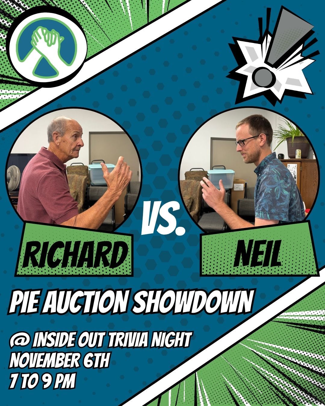 Calling all pie lovers, trivia fanatics, and friends! Join us at Trivia Night on November 6th to witness the unstoppable auctioning powers of our beloved Neil and Richard. These two will go head-to-head to crown Inside Out's Master Auctioneer, as they auction off pies to support our Trivia Night fundraising goal. You do not want to miss this- visit our website to secure your tickets today! #reentry #reentrymatters #formerlyincarcerated #iowacity #trivia #iowacitytrivia