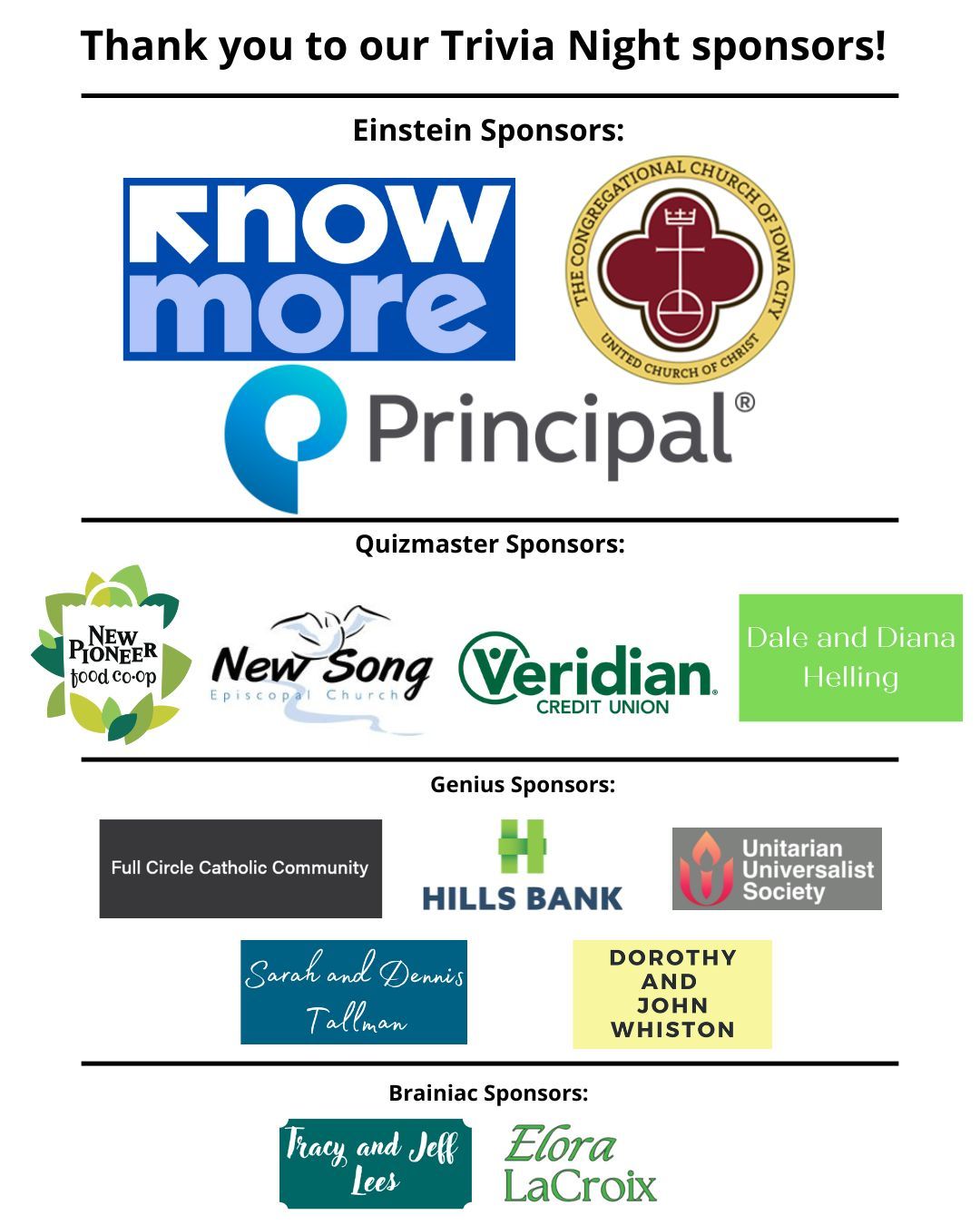 Thank you to all of our Trivia Night fundraiser event sponsors! We are so grateful for all of the community support to help those in need who are returning to the community after incarceration.
#reentrysupprt #reentrymatters